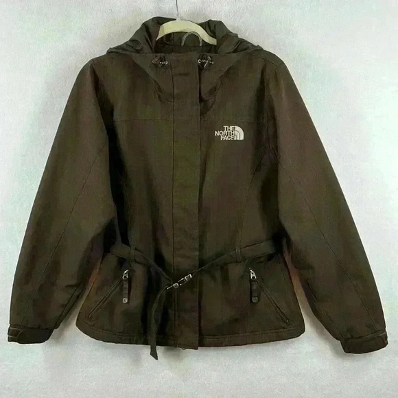 The North Face Women's Hooded Ski/Snowboard Jacket Size S Brown Plaid Belted - Picture 1 of 13